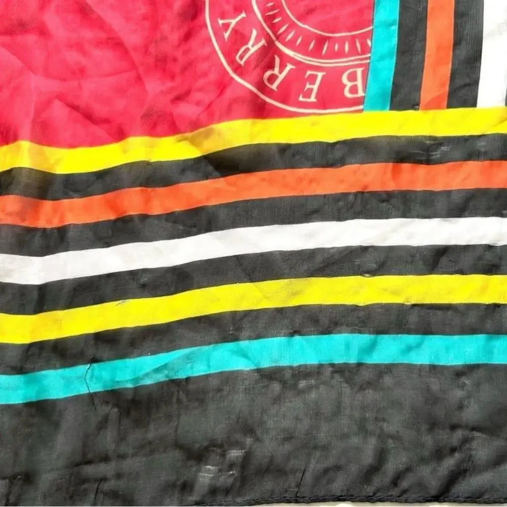 Burberry Silk Lightweight Logo Graphic Scarf in red black xl size